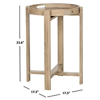 Graywash Round Tray Top Side Table