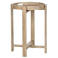 Graywash Round Tray Top Side Table