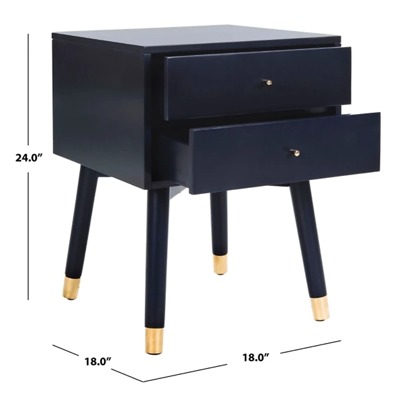 Navy Blue Wood 2-Drawer Katie End Table