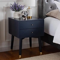 Navy Blue Wood 2-Drawer Katie End Table