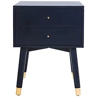 Navy Blue Wood 2-Drawer Katie End Table
