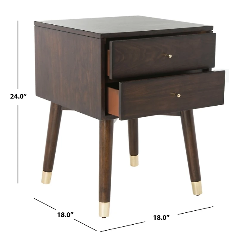Walnut Wood 2-Drawer Katie End Table