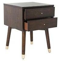 Walnut Wood 2-Drawer Katie End Table