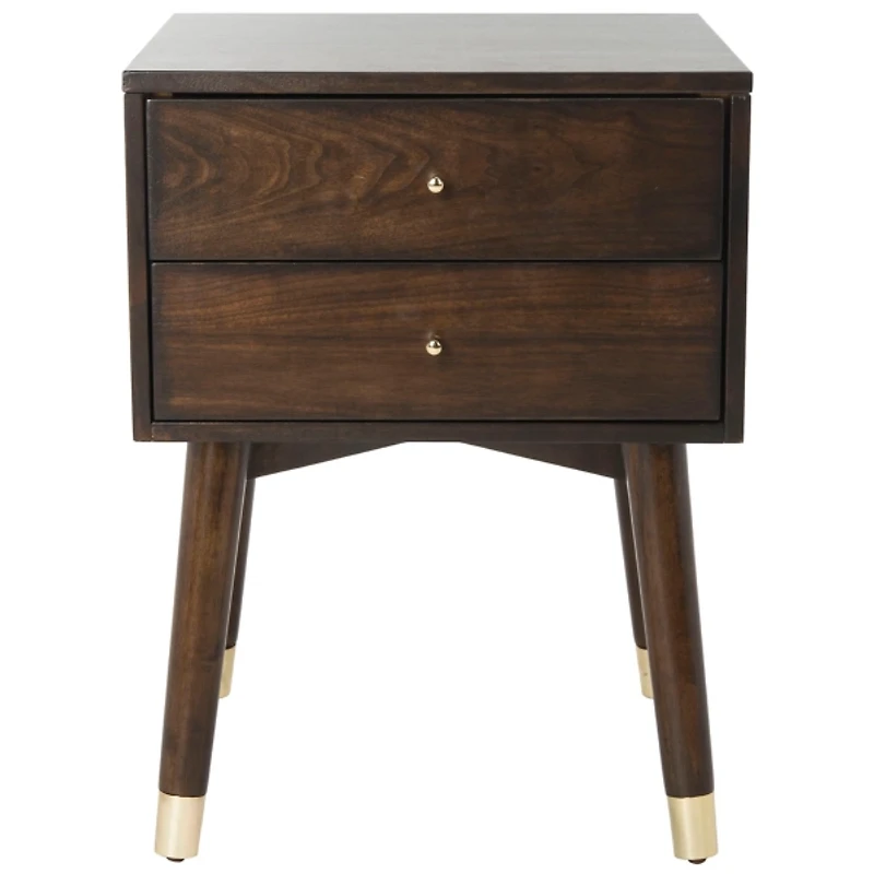 Walnut Wood 2-Drawer Katie End Table