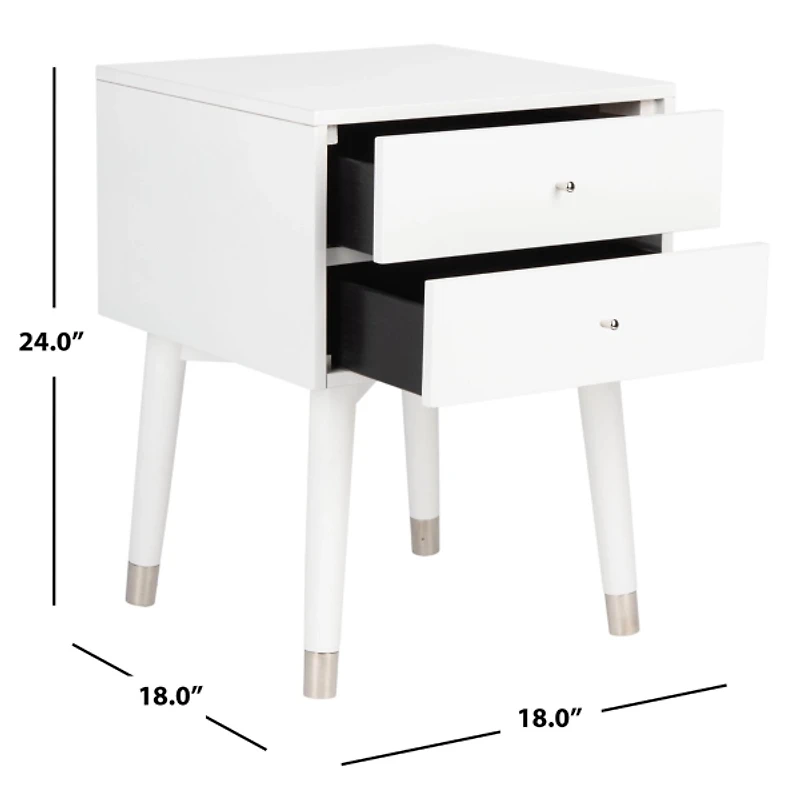 White Wood 2-Drawer Katie End Table