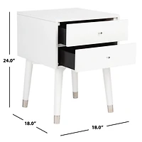 White Wood 2-Drawer Katie End Table
