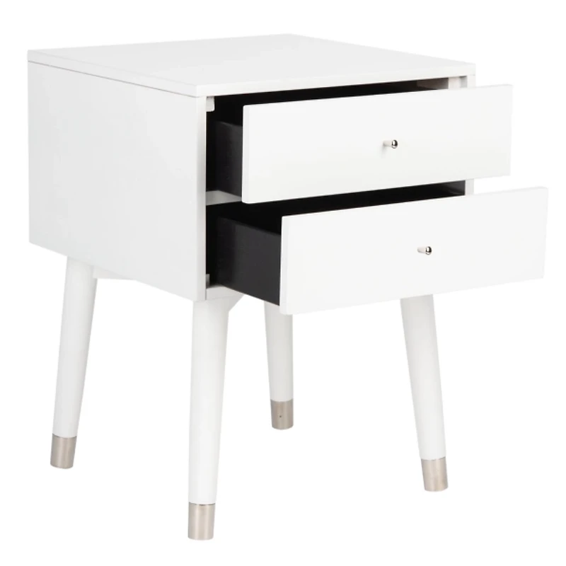 White Wood 2-Drawer Katie End Table
