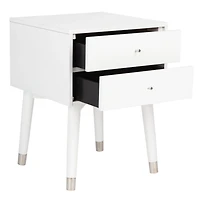 White Wood 2-Drawer Katie End Table