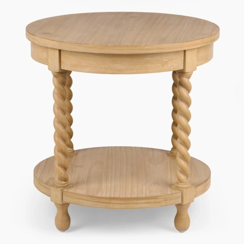 Isabella Natural Wood Round End Table
