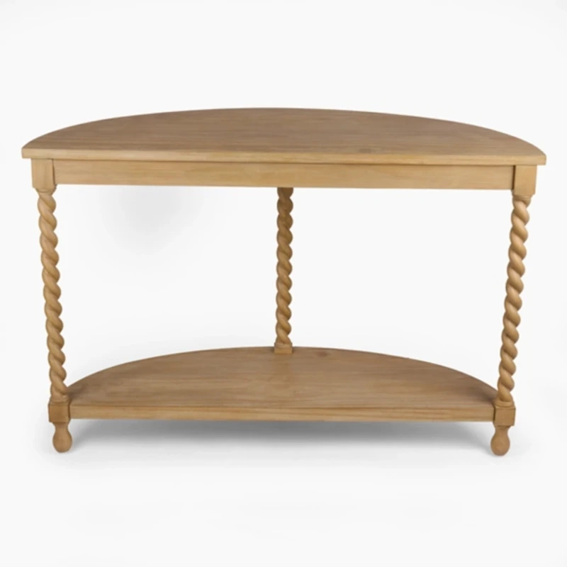 Isabella Natural Wood Demilune Console Table