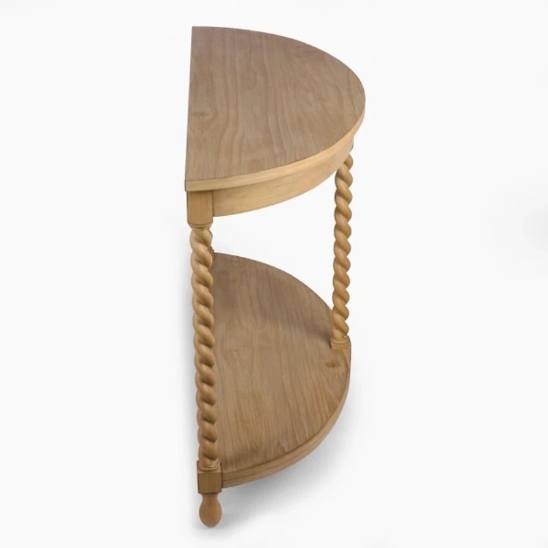 Isabella Natural Wood Demilune Console Table