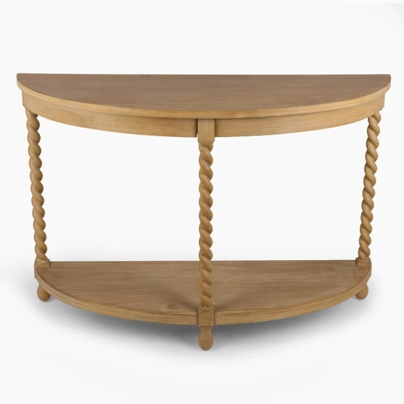 Isabella Natural Wood Demilune Console Table