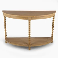 Isabella Natural Wood Demilune Console Table
