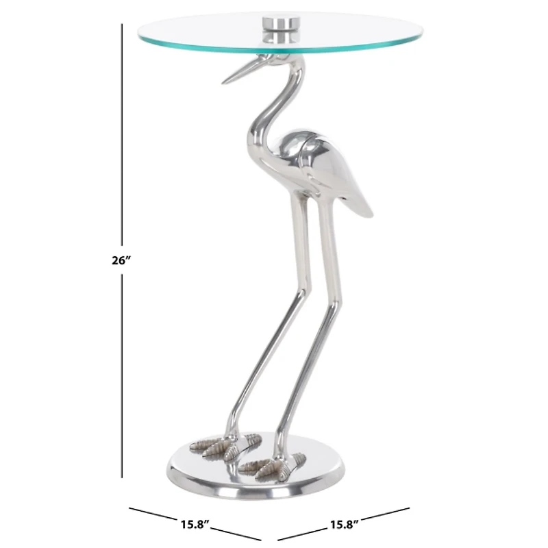 Silver Crane Metal Accent Table