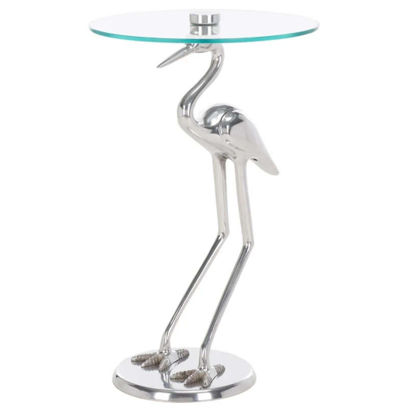 Silver Crane Metal Accent Table