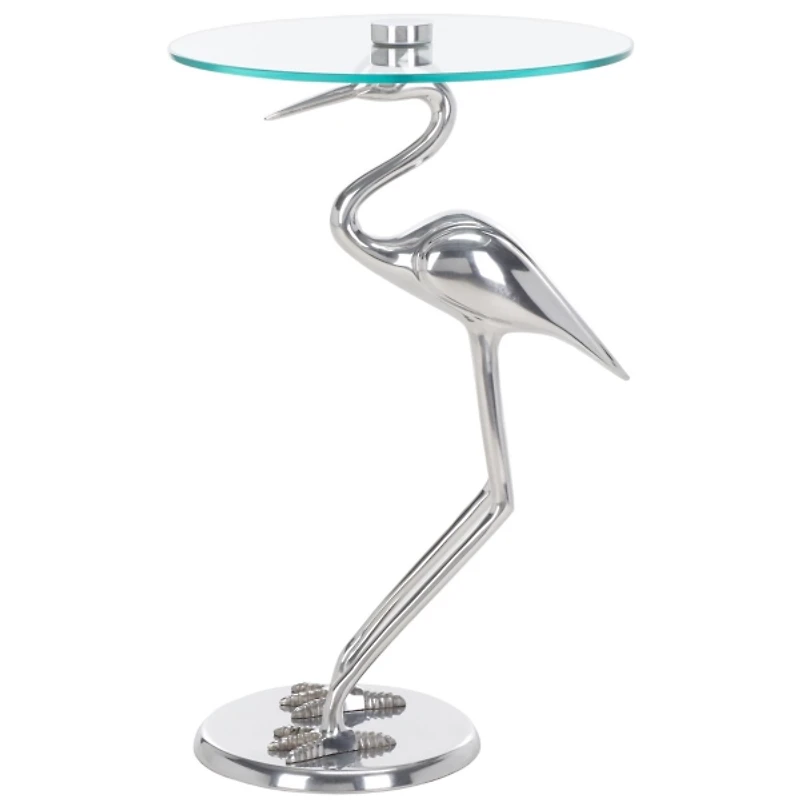 Silver Crane Metal Accent Table