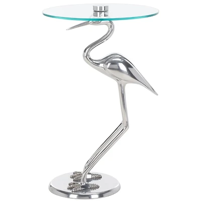 Silver Crane Metal Accent Table