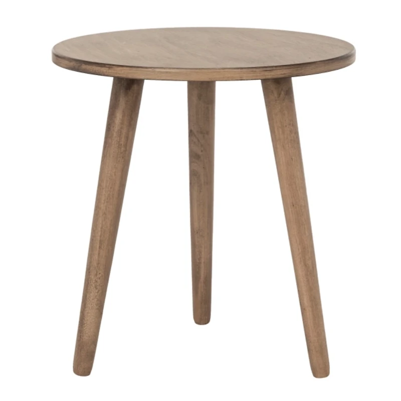 Light Brown Wood Round Scandinavian End Table