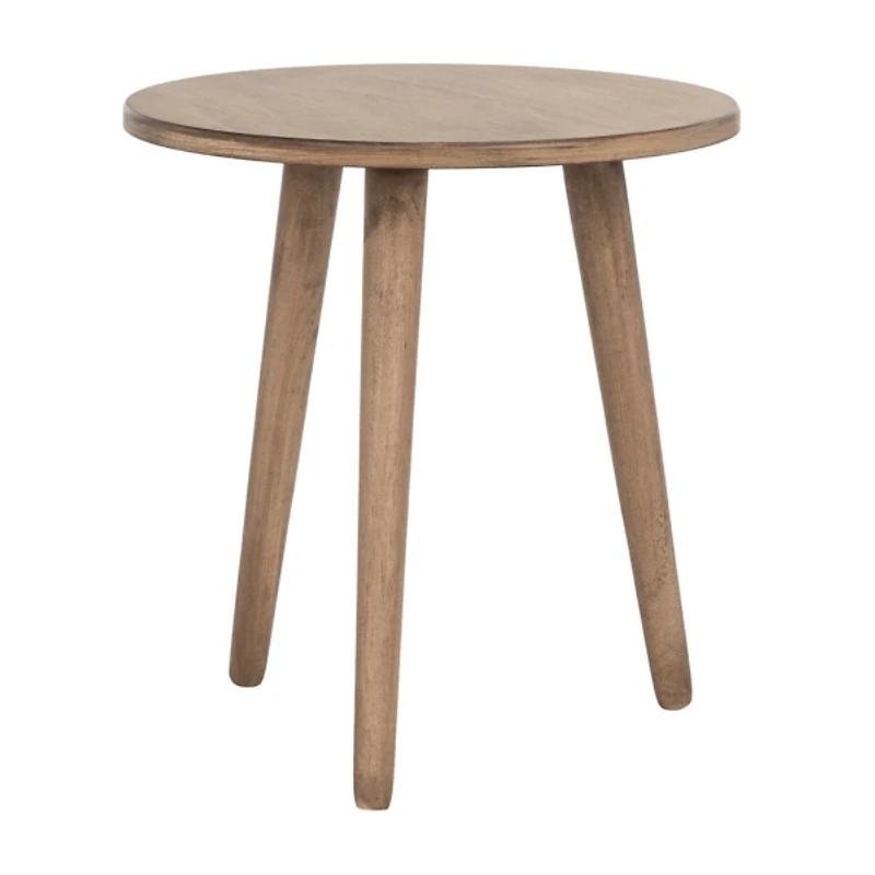 Light Brown Wood Round Scandinavian End Table
