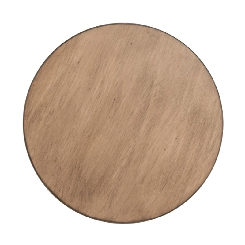 Light Brown Wood Round Scandinavian End Table