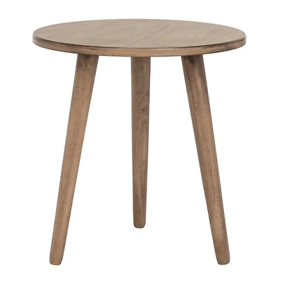 Light Brown Wood Round Scandinavian End Table