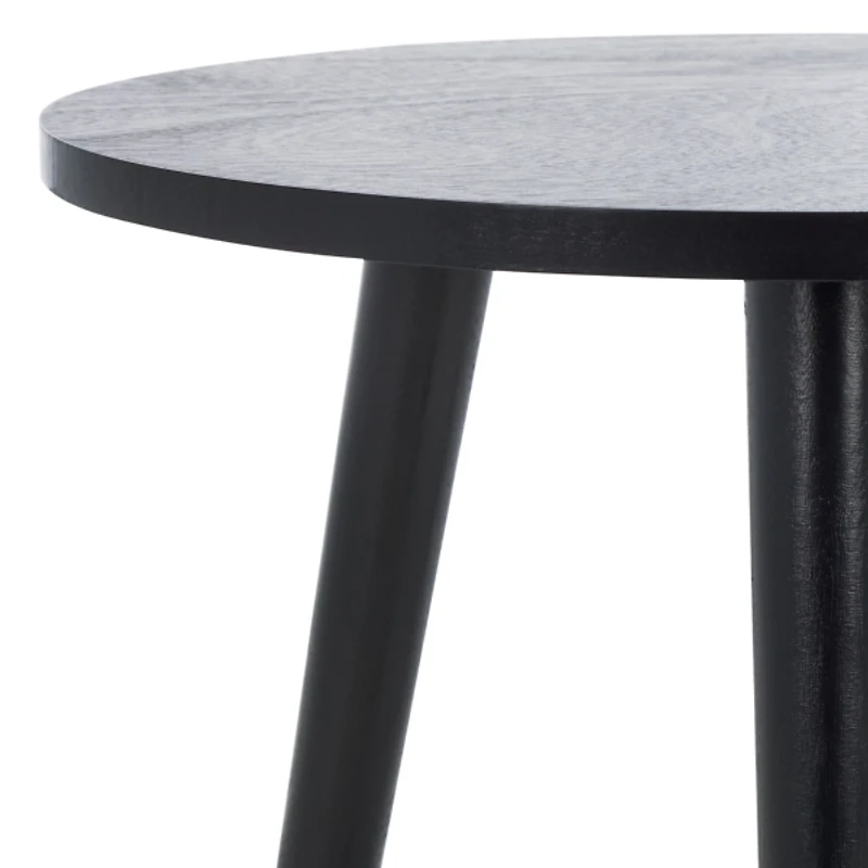 Black Wood Round Scandinavian End Table
