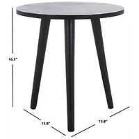 Black Wood Round Scandinavian End Table