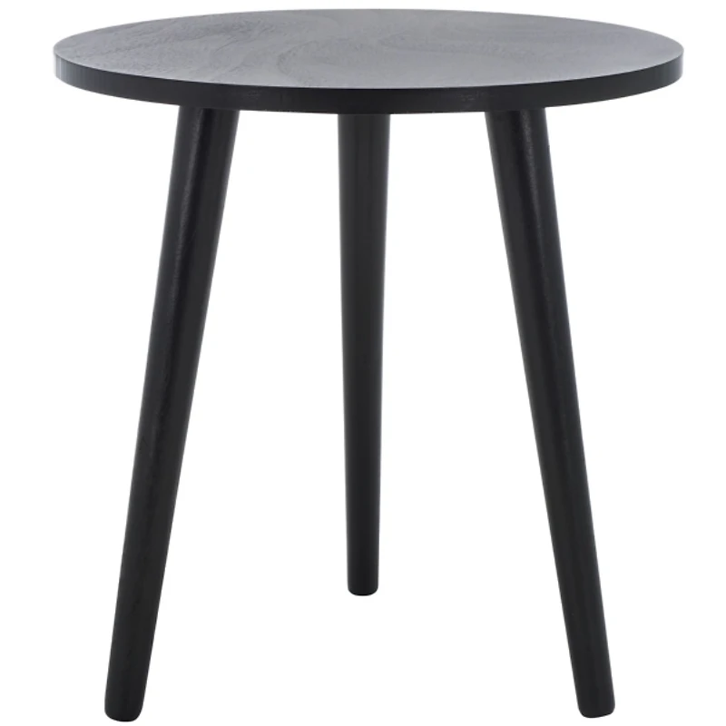 Black Wood Round Scandinavian End Table