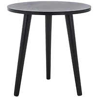Black Wood Round Scandinavian End Table