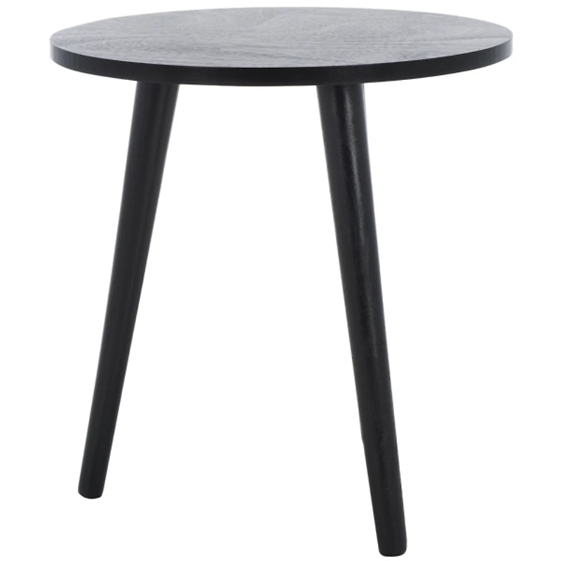 Black Wood Round Scandinavian End Table