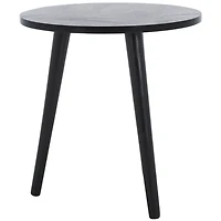 Black Wood Round Scandinavian End Table