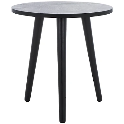 Black Wood Round Scandinavian End Table