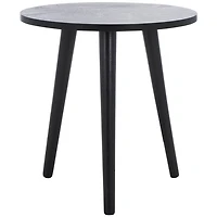 Black Wood Round Scandinavian End Table