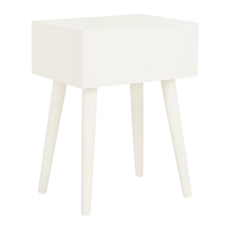 White Wood Lyla Scandinavian End Table