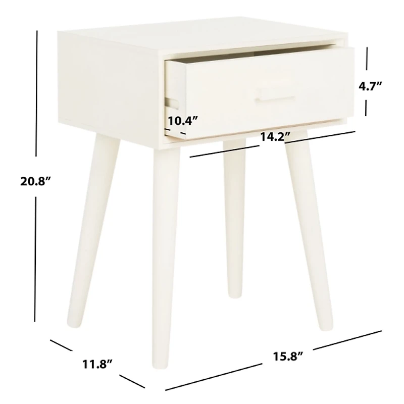 White Wood Lyla Scandinavian End Table