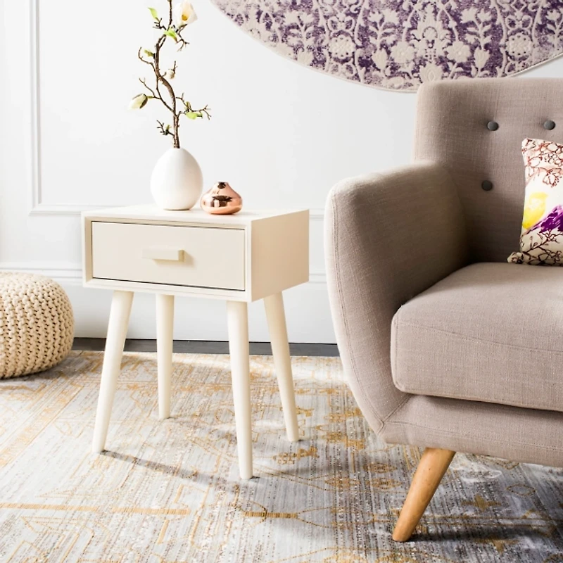 White Wood Lyla Scandinavian End Table