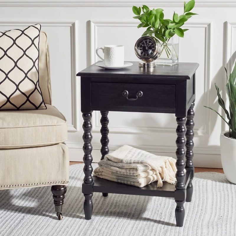 Black Wood Phoebe End Table