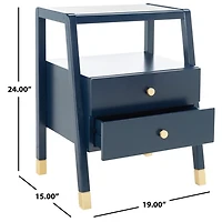 Navy 2-Drawer Lina Modern Accent Table
