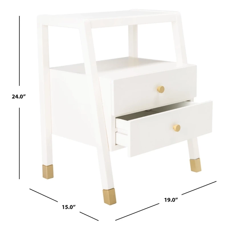 White 2-Drawer Lina Modern Accent Table
