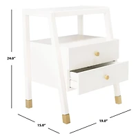 White 2-Drawer Lina Modern Accent Table