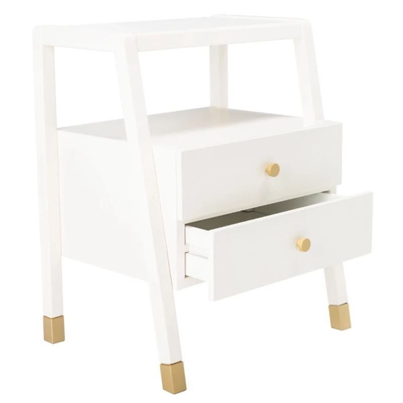 White 2-Drawer Lina Modern Accent Table