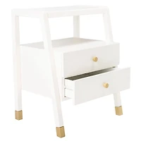 White 2-Drawer Lina Modern Accent Table