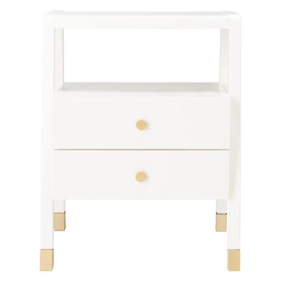 White 2-Drawer Lina Modern Accent Table