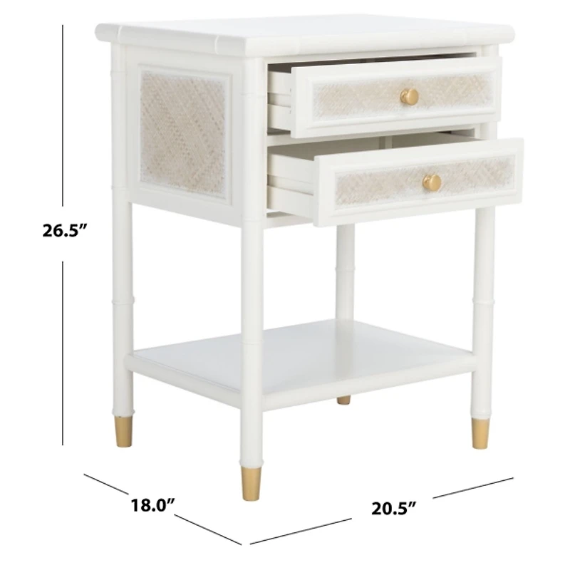 White 2-Drawer Claudia Side Table