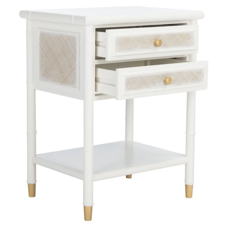 White 2-Drawer Claudia Side Table
