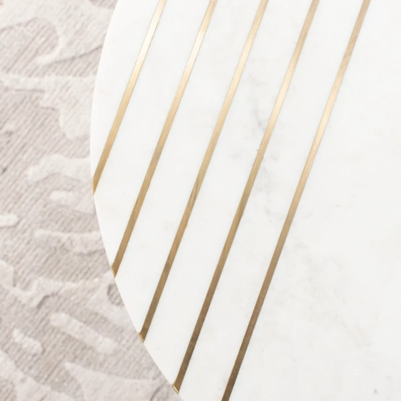 White Marble Round Valerie Accent Table