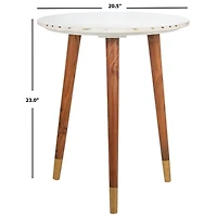 White Marble Round Valerie Accent Table