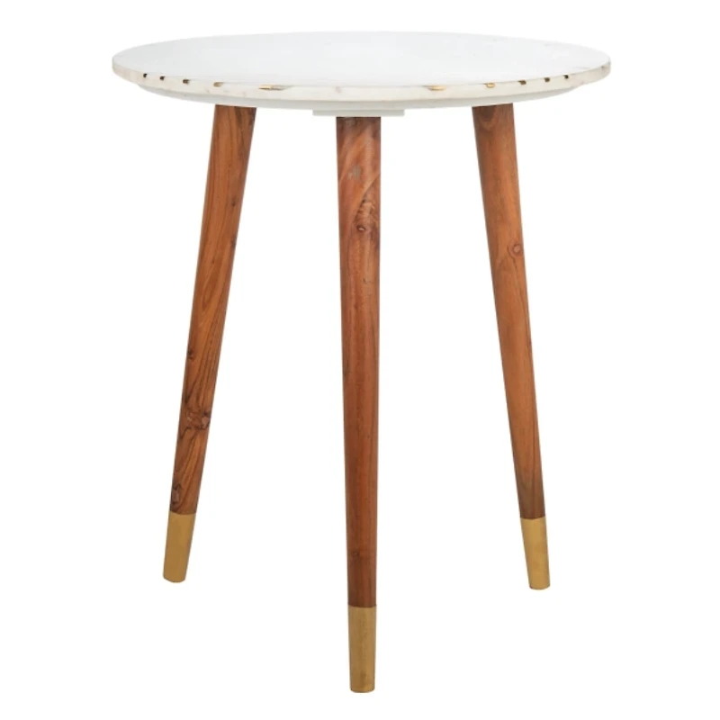 White Marble Round Valerie Accent Table