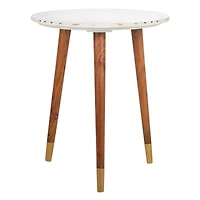 White Marble Round Valerie Accent Table