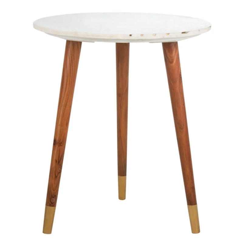 White Marble Round Valerie Accent Table